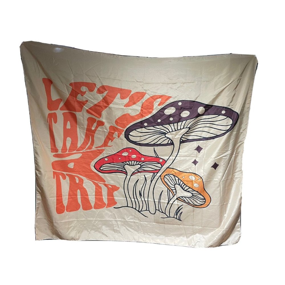 Psychedelic Let's Take A Trip Magic Mushrooms LSD Trippy Tapestry Wall Hanging